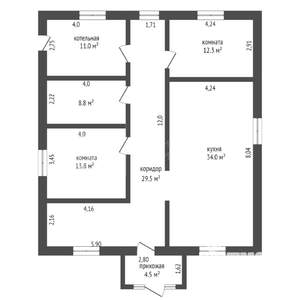 Коттедж 114м², 1-этажный, участок 11 сот.  