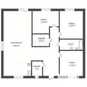 Дом 93м², 1-этажный, участок 9 сот.  