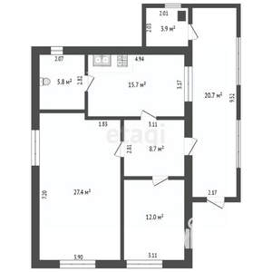 Дом 142м&sup2;, 2-этажный, участок 7 сот.  