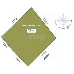 Дом 50м&sup2;, 1-этажный, участок 7 сот.  