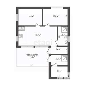 Дом 56м&sup2;, 1-этажный, участок 6 сот.  