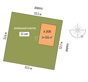 Дом 300м², 3-этажный, участок 11 сот.  