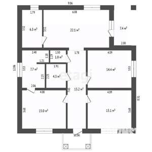 Дом 114м², 1-этажный, участок 12 сот.  