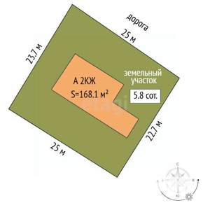 Дом 130м², 2-этажный, участок 6 сот.  