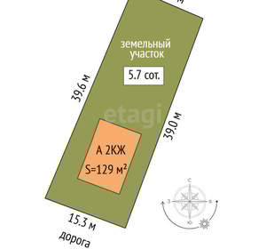Дом 129м², 2-этажный, участок 6 сот.  