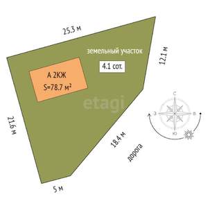 Дом 79м², 2-этажный, участок 4 сот.  