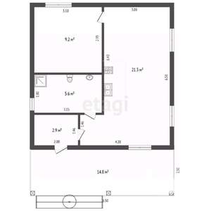 Дом 59м&sup2;, 1-этажный, участок 5 сот.  