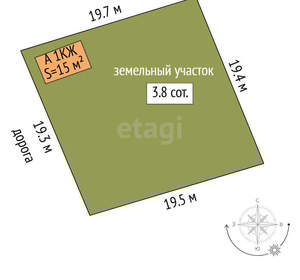 Дача 15м², 2-этажный, участок 4 сот.  