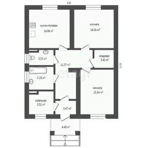 Дом 80м&sup2;, 1-этажный, участок 8 сот.  