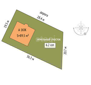 Дом 90м&sup2;, 1-этажный, участок 6 сот.  