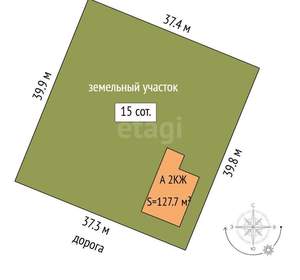 Дом 128м², 2-этажный, участок 7 сот.  