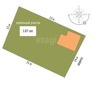 Дом 24м², 2-этажный, участок 3 сот.  