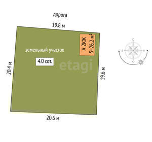 Дом 26м&sup2;, 2-этажный, участок 4 сот.  