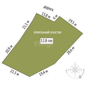 Дом 61м&sup2;, 2-этажный, участок 13 сот.  