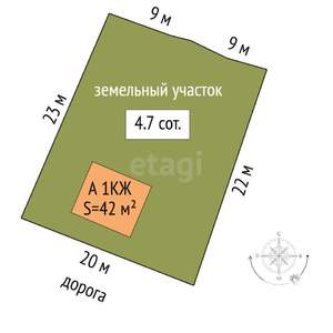 Дом 42м&sup2;, 1-этажный, участок 5 сот.  