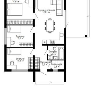 Дом 104м², 1-этажный, участок 6 сот.  