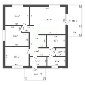 Дом 122м², 1-этажный, участок 7 сот.  