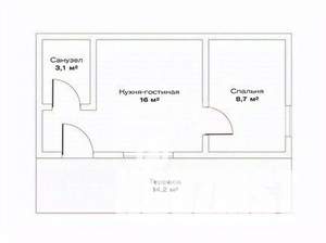 Дом 42м², 1-этажный, участок 4 сот.  