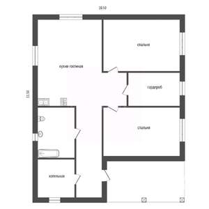 Дом 100м², 1-этажный, участок 6 сот.  