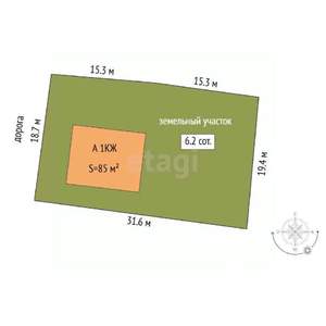 Дом 85м², 1-этажный, участок 6 сот.  