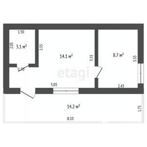 Дом 42м², 1-этажный, участок 4 сот.  