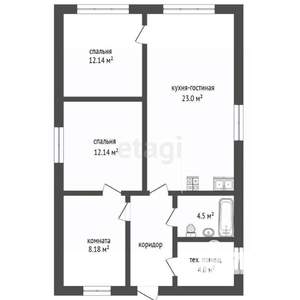 Дом 85м&sup2;, 1-этажный, участок 3 сот.  