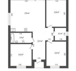 Дом 91м&sup2;, 1-этажный, участок 5 сот.  