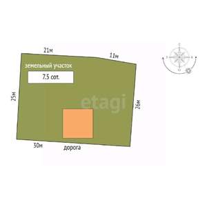 Дом 55м&sup2;, 1-этажный, участок 8 сот.  