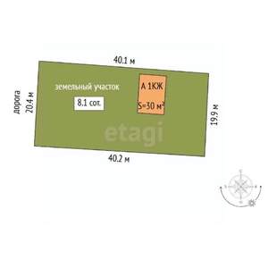 Дом 30м², 1-этажный, участок 8 сот.  