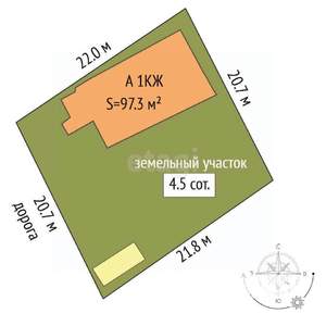 Дача 97м², 1-этажный, участок 5 сот.  