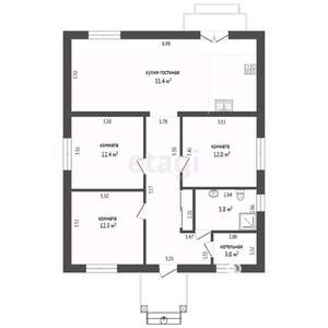 Дом 99м², 1-этажный, участок 6 сот.  