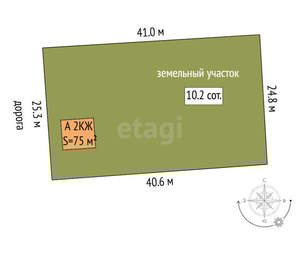 Дом 70м&sup2;, 2-этажный, участок 5 сот.  