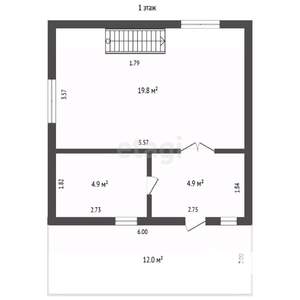 Дом 50м², 2-этажный, участок 6 сот.  