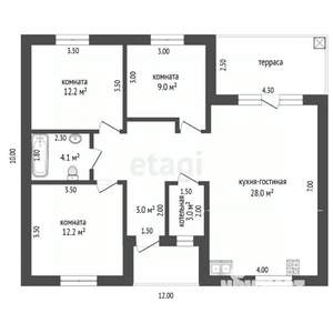 Дом 100м&sup2;, 1-этажный, участок 5 сот.  