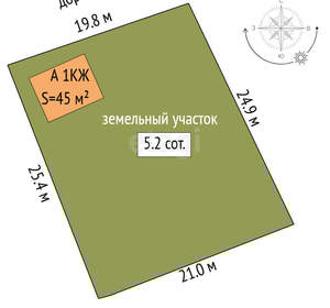 Дом 45м&sup2;, 2-этажный, участок 5 сот.  