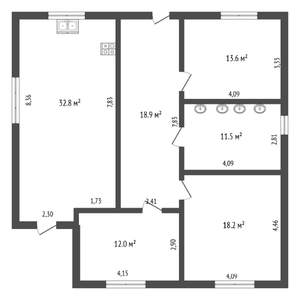 Коттедж 110м&sup2;, 1-этажный, участок 8 сот.  