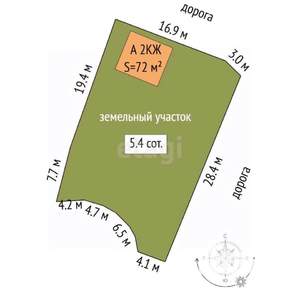 Дом 72м&sup2;, 2-этажный, участок 5 сот.  