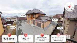 Дом 170м², 2-этажный, участок 6 сот.  