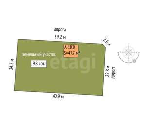 Дом 48м&sup2;, 2-этажный, участок 10 сот.  