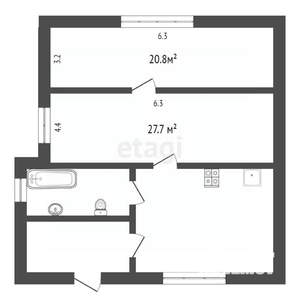 Дом 100м&sup2;, 1-этажный, участок 10 сот.  