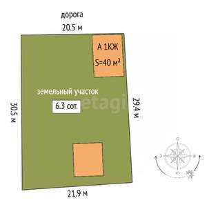 Дом 40м², 1-этажный, участок 6 сот.  