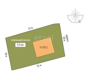 Дом 150м², 2-этажный, участок 6 сот.  
