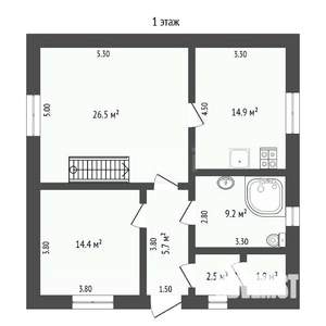 Дом 124м², 2-этажный, участок 7 сот.  