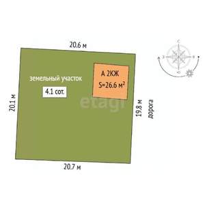 Дом 27м², 2-этажный, участок 4 сот.  