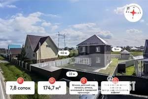 Дом 175м&sup2;, 2-этажный, участок 8 сот.  