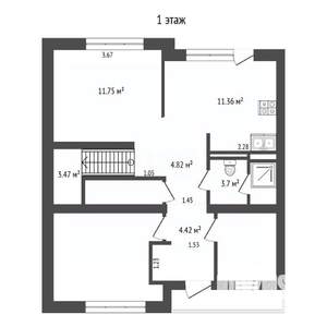 Таунхаус 124м², 2-этажный, участок 3 сот.  
