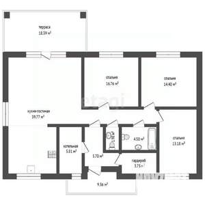 Дом 132м&sup2;, 1-этажный, участок 5 сот.  