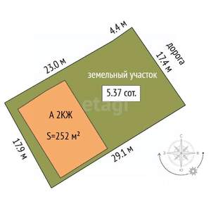 Дом 252м², 2-этажный, участок 5 сот.  