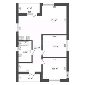 Дом 76м&sup2;, 1-этажный, участок 6 сот.  