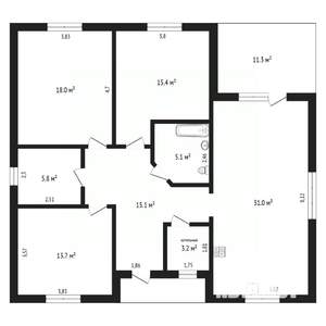 Коттедж 122м², 1-этажный, участок 9 сот.  